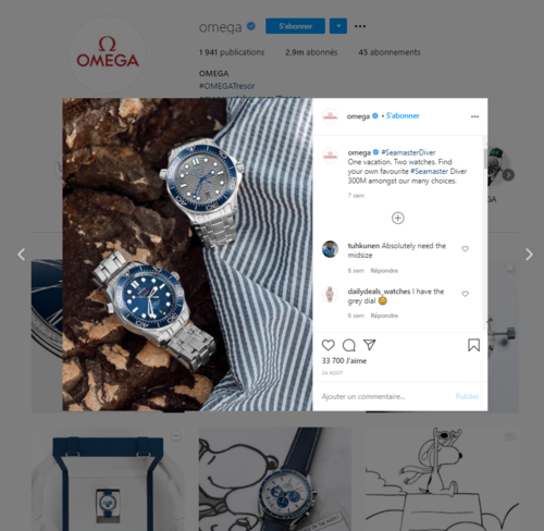 Production of visuals lifestyle putting forward products for Instagram account of Omega.